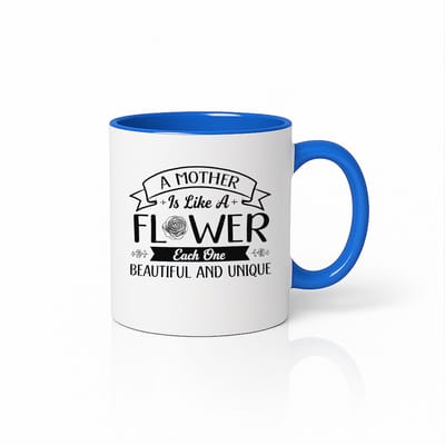 Moederdag Mok - A Mother is Like a Flower - Uniek Cadeau voor Mama - Blauw Oor & Binnenkant
