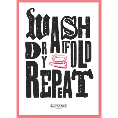 Monopoly Wash Dry Fold Repeat Art Print - A4