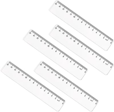 Allecto Plus - Transparante kunststof linialen 15 cm, met metrische en inch schaal voor nauwkeurige metingen - ideaal voor school, kantoor en ontwerpers.