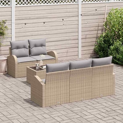 vidaXL - Tuinbank - Set - 6 - st - 5-Aantal - zitplaatsen - Beige - en - Grijs