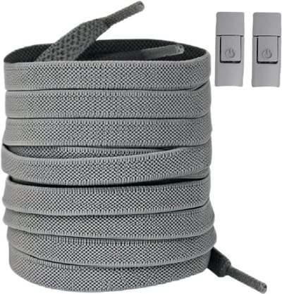 Zonder Banden Elastische Veters – Geen Stropdas – Grijs – Druk Lock Schoenveters – Sneaker Veters voor Kids en Volwassenen – 8MM Verbrede Platte Schoenveters