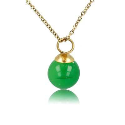 My Bendel - Goudkleurige Ketting met Ronde Green Agate Edelsteen - met Luxe Cadeauverpakking | Sieraden Voor Dames