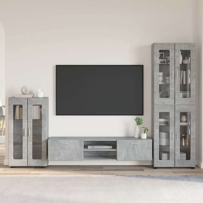 vidaXL - Tv-meubelset - FLORIN - 3 - st - Beton - Grijs - Bewerkt - hout