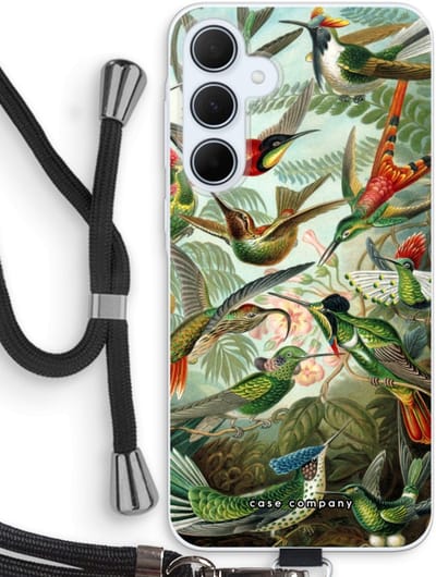 Case Company® - Hoesje met koord geschikt voor Samsung Galaxy A35 hoesje met Koord - Haeckel Trochilidae - Telefoonhoesje met Zwart Koord - Bescherming aan alle Kanten en Over de Schermrand