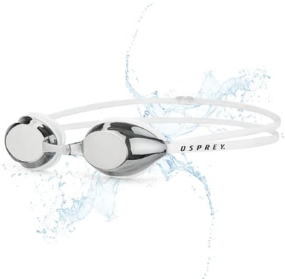 Osprey Kids Pro Race Zwembril – Wit – Spiegelende Lenzen – Anti-Fog – UV-Bescherming – Inclusief Opbergdoosje