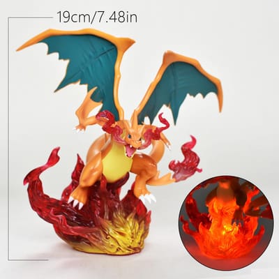 Figurine Anime Pokemen Mega Dracaufeu Y Figurine d'Action Statue en PVC Ornement de Bureau Modèle de Collection Jouets Cadeaux orange