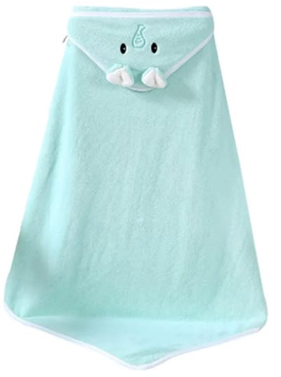 Fleece Badcape met Capuchon - 80x80 cm - Groen - Dier - Olifant - Baby - Kraamcadeau - Babycape