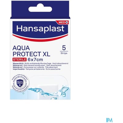 Hansaplast Aqua Protect XL Pleisters - Waterdichte pleister - Waterproof Wondpleisters - Wondverzorging - Grote Pleisters - Eilandpleister 6x7 cm - 5 Stuks