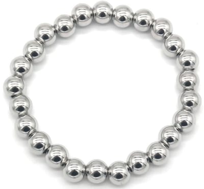 Bijoutheek Armband (Sieraad) Balls 8mm Elastiek One Size Zilver