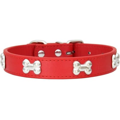 Verstelbare, slijtvaste, modieuze leren hondenriem met sleutelbeentjes voor huisdieren M #1.5cm rood