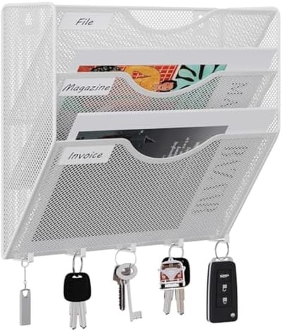 PromoHome Wandmontage Documentenorganizer - 3-lags A4 Opbergsysteem met Haken