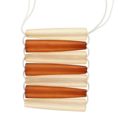 Behave - Lange bruine ketting met grote houten hanger, 68 cm
