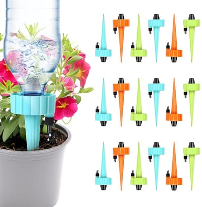 Automatische Irrigatieset - Zelfwatergevers - Planten Verzorgen - Instelbare Waterstroom - 18 Stuks - Groen Blauw Oranje