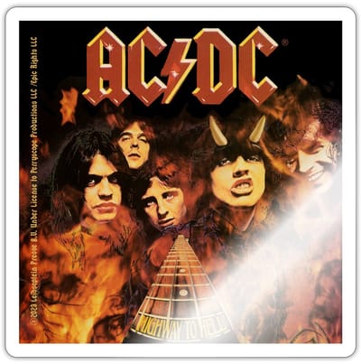 AC/DC Highway To Hell Met Logo En Band Sticker maat S (10 x 10 cm)