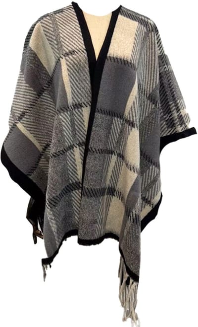 Giuliano winter poncho - Made in italy - Poncho - Grijs ruit