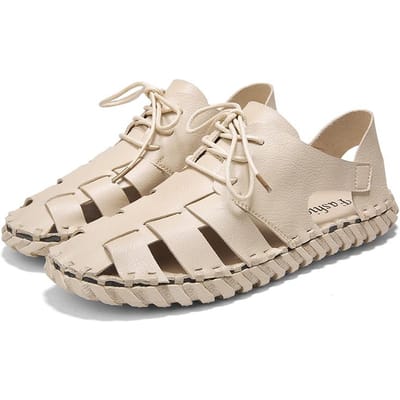 nieuwe zomerse eenvoudige mode baotou sandalen heren buitensport strandschoenen Britse stijl handgemaakte casual schoenen 41 beige