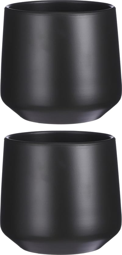 Mica Decorations Bloempot/plantenpot - 2x stuks - mat grijs - H26/D28 cm - keramiek - voor kamerplant
