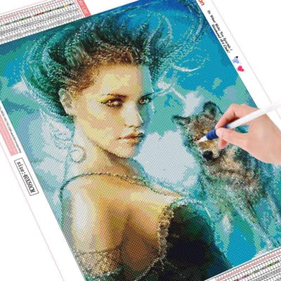 Mosaïque Diamant Beauté Loup Strass Diamant Cristal Peinture Point de Croix Broderie Diamant 20X30 black