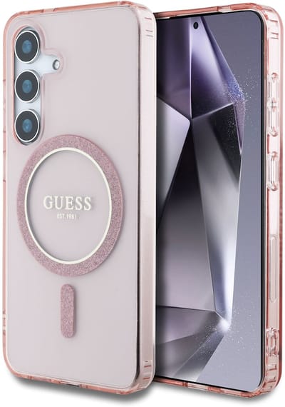 Guess geschikt voor MagSafe IML Glitter Gradient Case geschikt voor Samsung Galaxy S25 - Roze