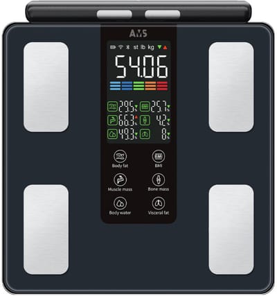 AMS Slimme Lichaamsanalyse Weegschaal – Bluetooth Weegschaal met Feelfit App – BMI, Vetpercentage, Spiermassa & Meer – Tot 180 KG