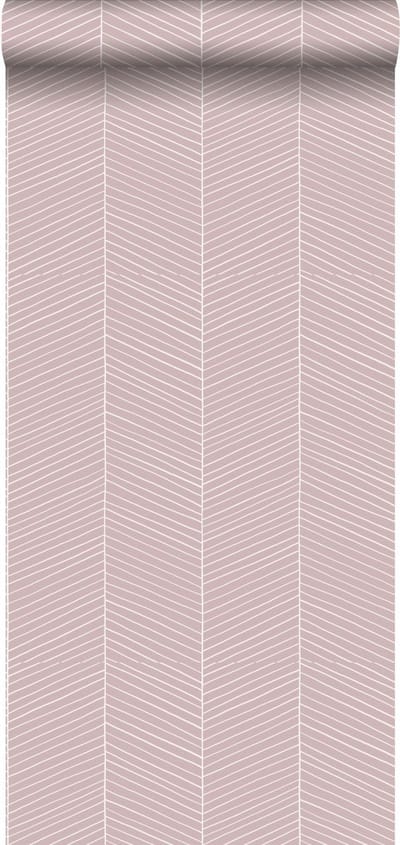 ESTAhome behang visgraat-motief oudroze - 53 cm x 10.05 m - 139107