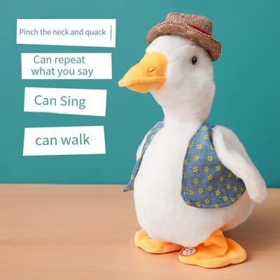 Canards Répéteurs pour Enfants Mignon Canard Bavard Répéteur Jouet Éducatif Peluche Musicale Peluche pour Enfants Jouet en Peluche Cadeau Amusant gray