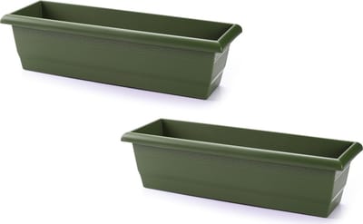 PlasticForte Plantenbak - 2x stuks - groen - rechthoekig 60 x 20 x 16 cm - Bloembakken