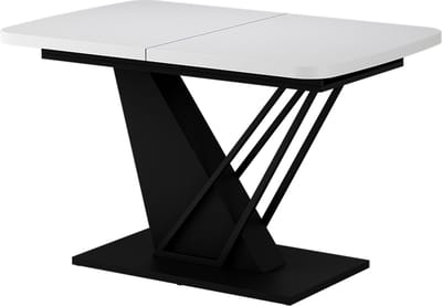 Vicco Eettafel Fenaro, Wit/Zwart, 120-160 x 80 cm 2 delen