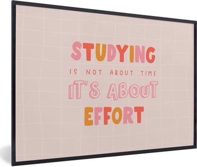 Fotolijst incl. Poster - Studeren - Quote - Motivatie - 60x40 cm - Posterlijst