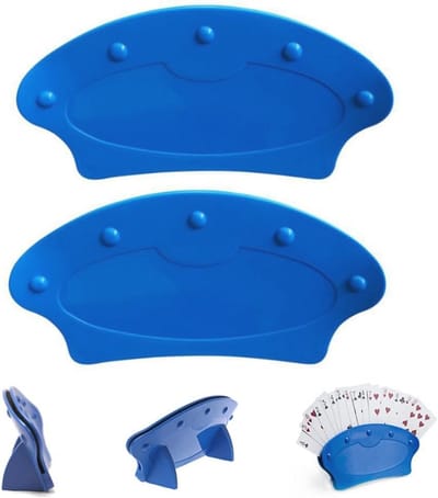 Speelkaartenstandaard voor Kinderen & Volwassenen - Kaart Houder voor Poker en Spelletjes - 2 Stuks Blauw
