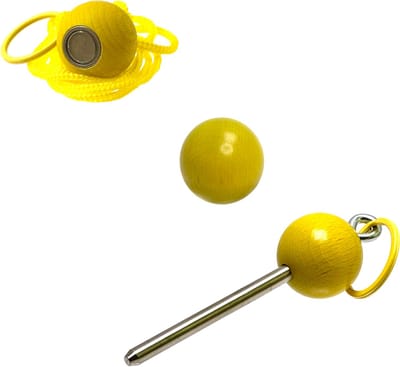 Boulemaus - Jeu de Boules - Bouleset Kleur geel - 1 Magneet - krachtige magnetische bouleopraper in de vorm van but met koord – 4 kg - 1 Traceur de Terrain -V2A roestvrij staal- 1 but