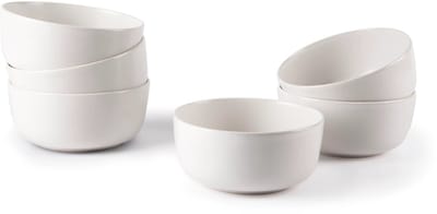 Excelsa Italiaans Design Set van 6 Nordic Bia kommen – 14,5 cm – Wit – Scandinavische Design Mokjes – Keramiek