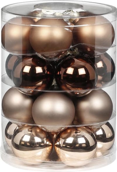 Christmas Goods Kerstballen set - 40x stuks - glas - bruin mix - 6 cm - glans/mat - kerstversiering