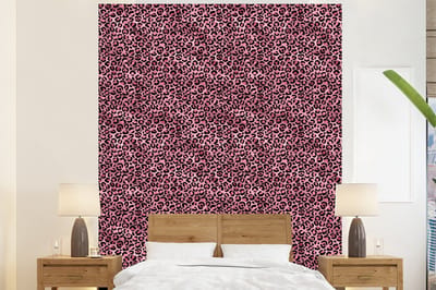 Behang - Fotobehang Panter - Roze - Dierenprint - Patronen - Breedte 225 cm x hoogte 280 cm
