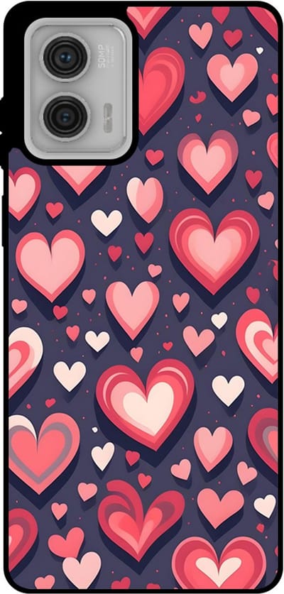 Smartphonica Telefoonhoesje Geschikt voor Motorola Moto G73 met Hartjes Opdruk - TPU Backcover Case With Heart Design geschikt voor Motorola Moto G73