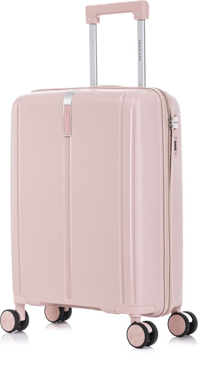 TRAVELERZ - Valencia - Handbagage - 42L - 56x40x22cm - Polypropyleen - Harde schaal - Cijferslot - Lichtgewicht - Flexibel - Duurzaam - Dubbele wielen - Spinner wielen - Millenniumroze - Roze