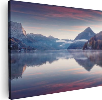 Artaza Canvas Schilderij Landschap - 40x30 cm - Klein - Wanddecoratie Bergen - Muurdecoratie Zonsondergang - Kamer Accessoires Natuur
