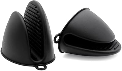 Dailygoods- Ovenwanten Hittebestendig - Siliconen Vingergripper - Halve Wanten - Vaatwasmachinebestendig - Voor Airfryer/Magnetron - Zwart - Vingerhandschoenen