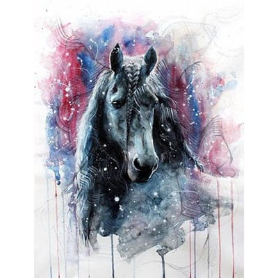 Bricolage diamant broderie Animal cheval point de croix 5D diamant mosaïque diamant peinture strass cadeau 20X30CM gray