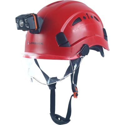 LOEBUCK Veiligheidshelm met Veiligheidsbril & LED Koplamp, Industriële Veiligheidshelm voor Bouwwerkzaamheden 53-64cm
