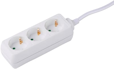 Grundig Socket 3 Way 3x1.5mm 1.5m Wht - Kunststof