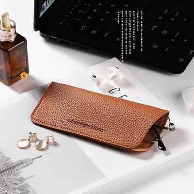 [Premium Brillenkoker] Premium PU Leer 1 Stuk Brillenkoker | Draagbare Zachte PU Leer Brillen Etui met Clip voor Dames