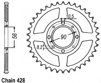 Couronne de transmission Sifam pour Moto Honda 125 SL 1976 à 1980 Neuf