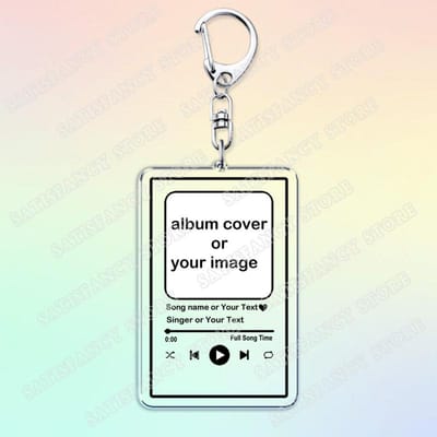 Gepersonaliseerde Muzikant Zanger Song Sleutelhanger Custom Albumhoes Foto Sleutelhanger Vriend Vriendin Valentijnsdag Verjaardag Vrienden Cadeaus gray