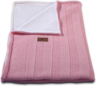 Baby's Only Gebreide ledikantdeken chenille - Baby deken Robust Rib - Oud roze