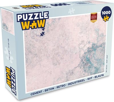 Puzzel Cement - Beton print - Retro - Industrieel - Wit - Blauw - Legpuzzel - Puzzel 1000 stukjes volwassenen
