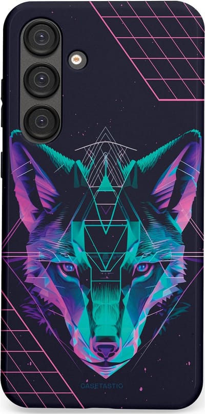 Casetastic hoesje geschikt voor Samsung Galaxy S25 Plus - Dubbellaagse bescherming - Neon Wolf - Fashion Case - Donkerblauw