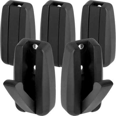 SOTECH 5 stuks opklapbare haken HIPPO zwart mat met veer Metalen jashaken, ruimtebesparend, ideaal voor krappe ruimtes zoals in caravans
