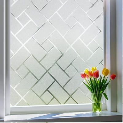 Daity Raamfolie – Privacyfolie tegen inkijk – Lijmvrije statische folie voor ramen & badkamers – Decoratieve folie met melkglaseffect – Zonwerende & warmte-isolerende vinylfolie – 45 x 200 cm – Geschikt voor huis, keuken, woonkamer en badkamer