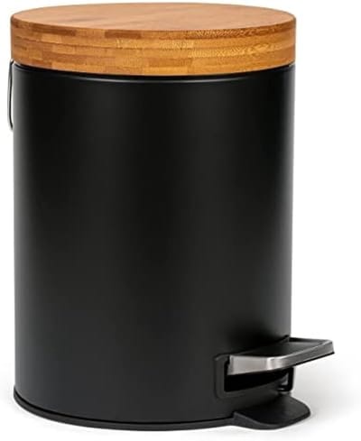 Designer Badkameremmer van Bamboe - 5 Liter - Zachtsluitend - Anti-Vingerafdrukken - Zwart